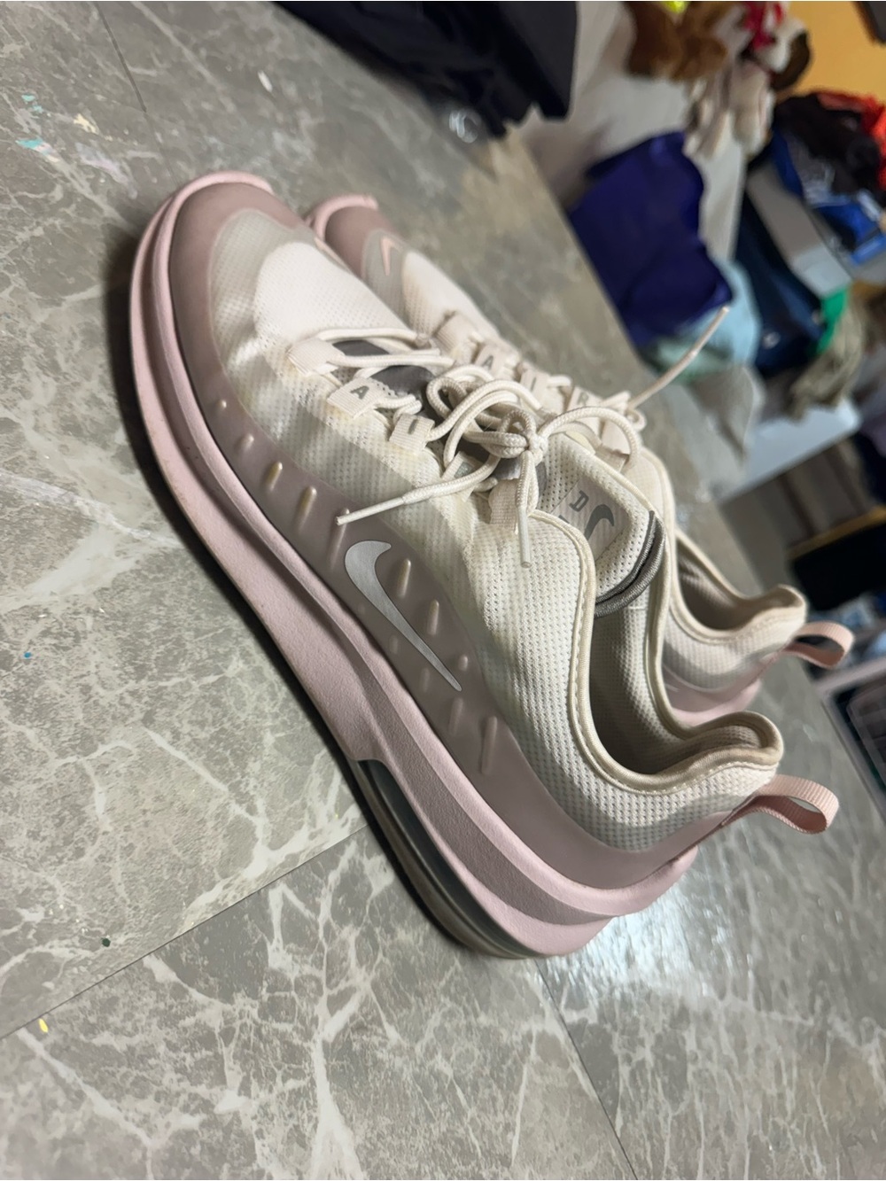 Nike Women's White and Light Pink Cushioned Running Shoes